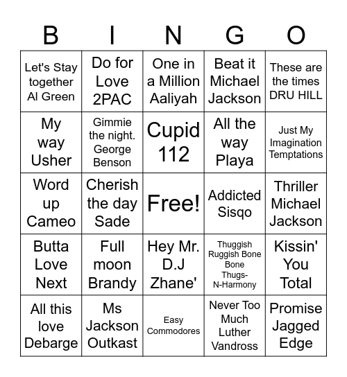 Music Bingo Card