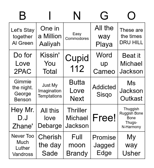Music Bingo Card