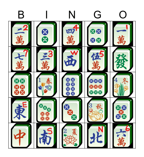 Mahjong Bingo Card