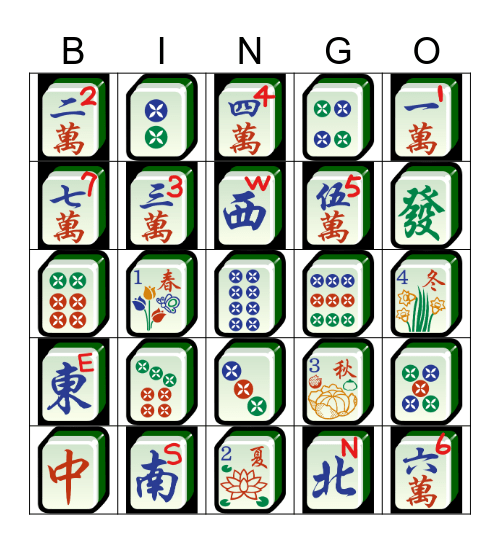 Mahjong Bingo Card