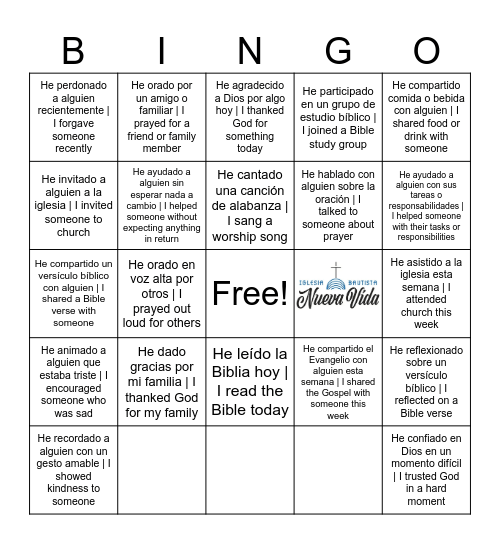Bingo Cristiano Bingo Card
