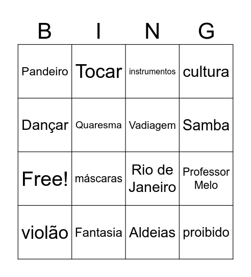 Samba Bingo Card