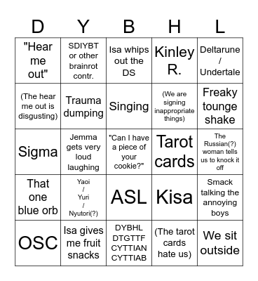 Friend Group Bingo!~ Bingo Card