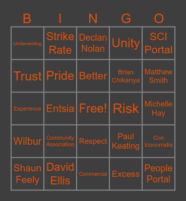 SCI BINGO Card