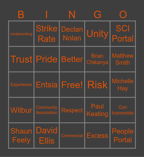 SCI BINGO Card