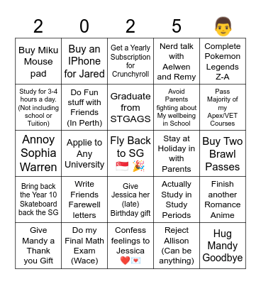 Final Month in Perth Card Bingo Card