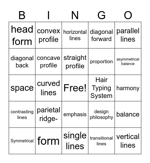 1 Bingo Chap 09 Principles of Hair Design Bingo Card
