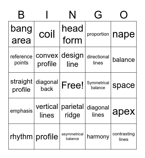 2 Bingo Chap 09 Principles of Hair Design Bingo Card