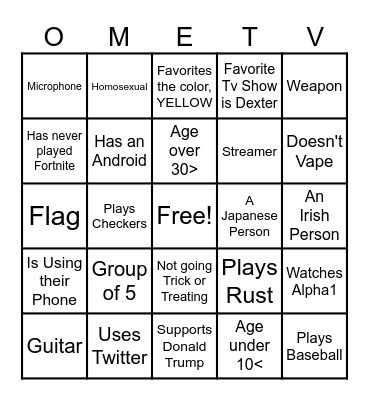 Ome.TV Bingo Card