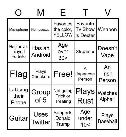 Ome.TV Bingo Card