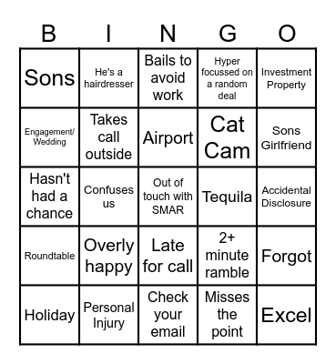 Monday Bingo Card