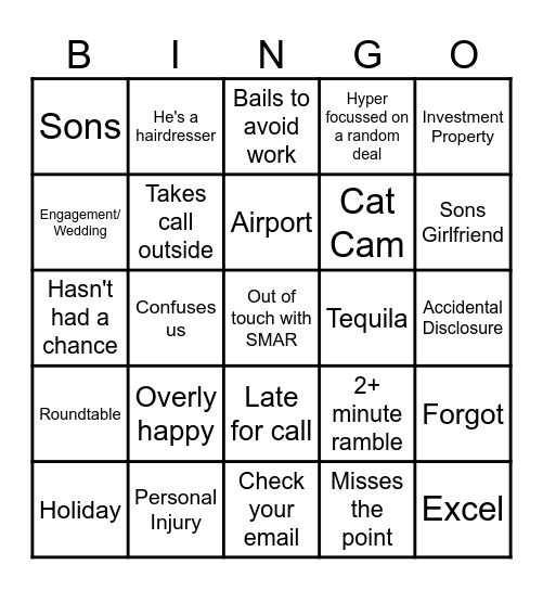 Monday Bingo Card