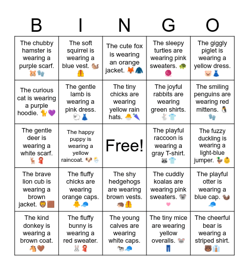 B6 L14 The soft squirrel is wearing a blue vest. 🐿️🦺 Bingo Card