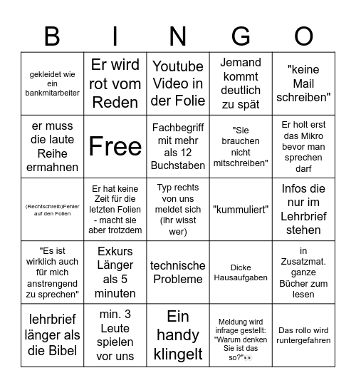 Funccius Bingo Card