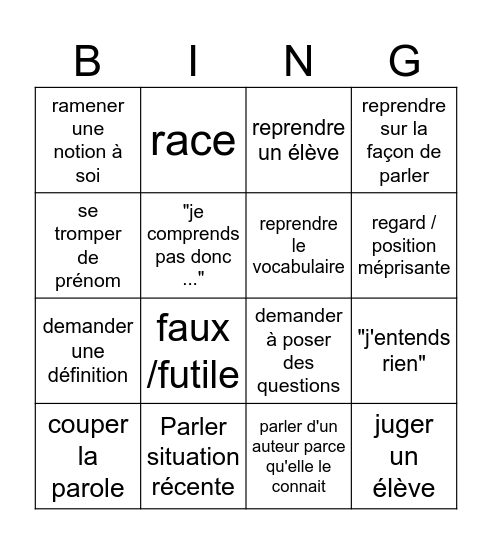 Karance Bingo Card