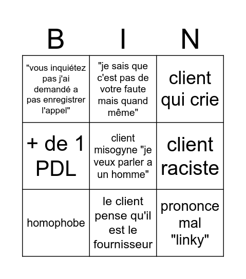 Bingo enedis Bingo Card
