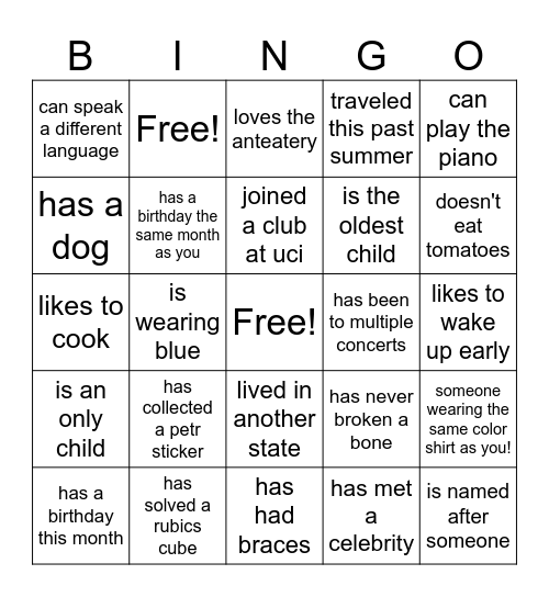 LARC bingo Card