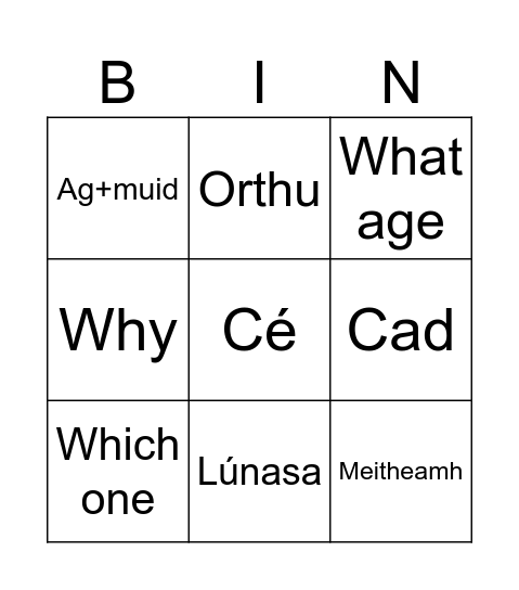 BINGO Card