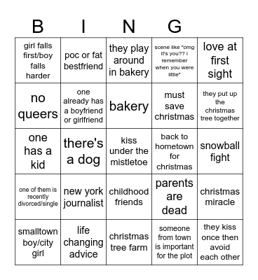christmas movies Bingo Card