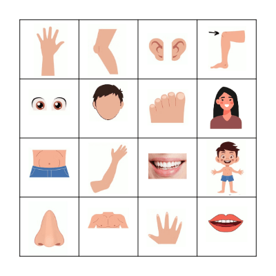 Body Parts Bingo Card