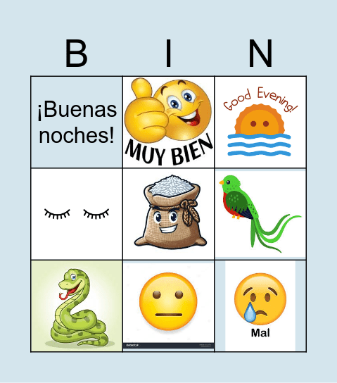 SALUDOS y RIMAS Bingo Card