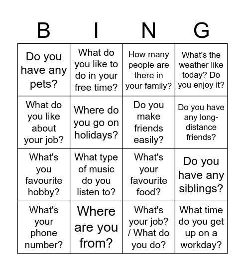 BOLD WINGS A2 Bingo Card