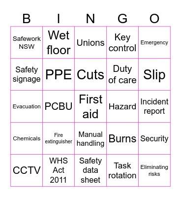 Module 1- WHS Bingo Card