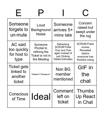 EPIC Bingo Card