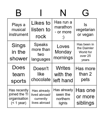 Find someone who... Bingo Card