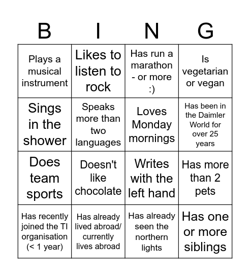 Find someone who... Bingo Card