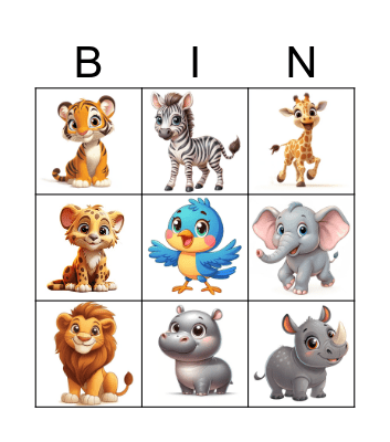 Zoo Animals Bingo Card