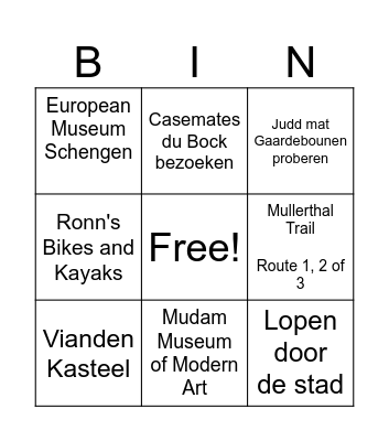 Luxembourg race Bingo Card