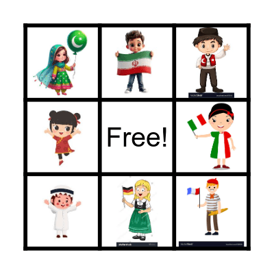 countries and nationalities Bingo Card