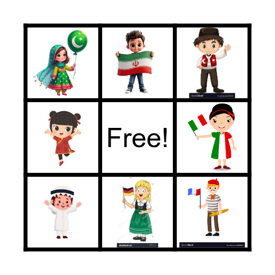 countries and nationalities Bingo Card