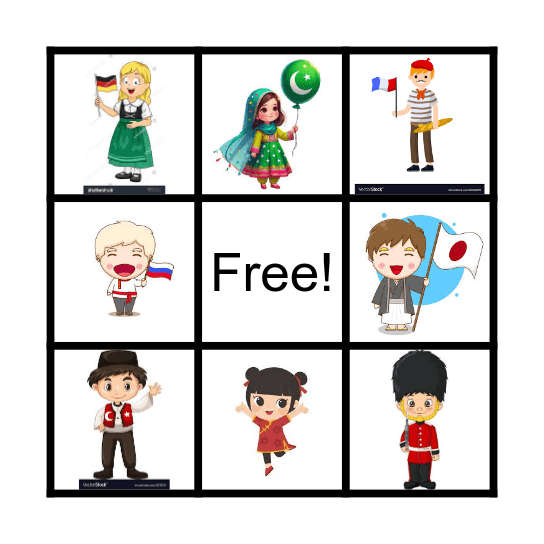 countries and nationalities Bingo Card
