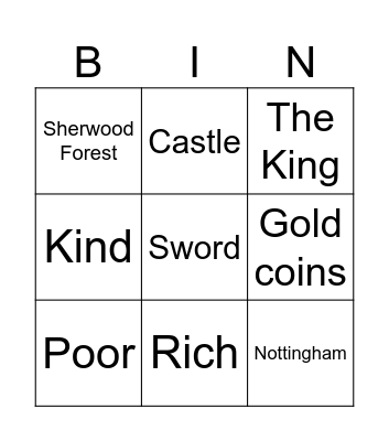 Robin Hood Bingo Card