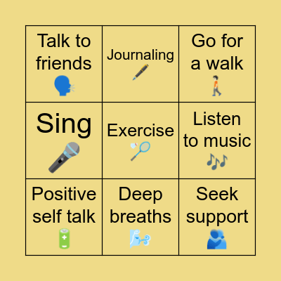 Coping Strategies Bingo 🍃 Bingo Card
