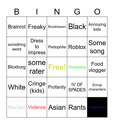 Reels bingo Card