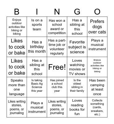 Get to Know Me Bingo Card