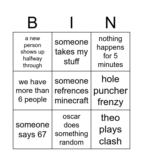 s7 bingo card Bingo Card