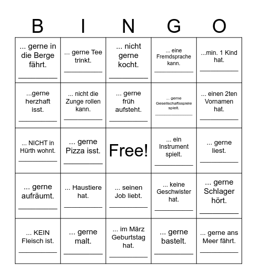 Mitarbeiter OGS Kendenich Bingo Card