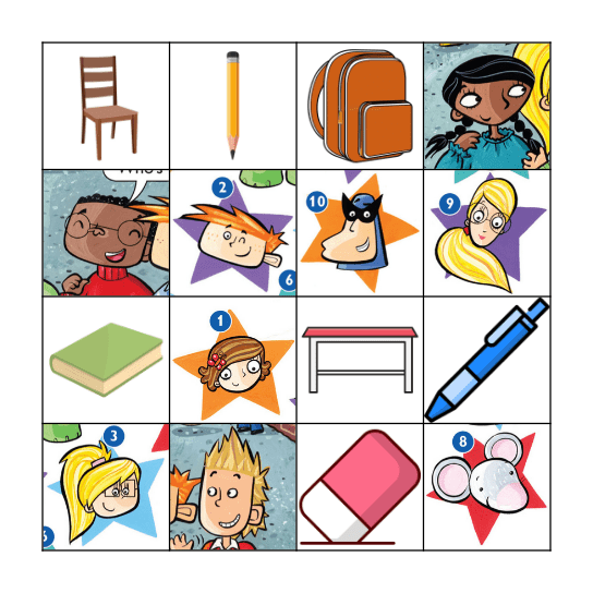 Star Family and School objects Bingo Card