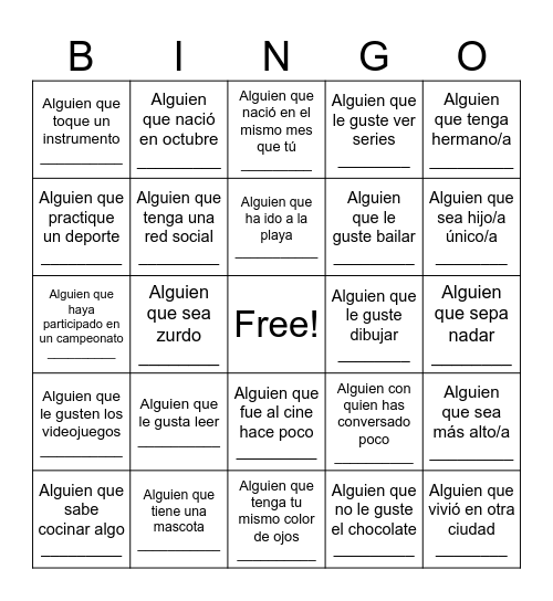 Alguien que.... Bingo Card