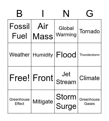 Climate Bingo Card