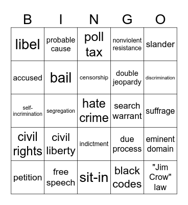 Ch. 4 Vocabulary (7th) Bingo Card