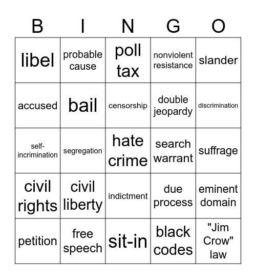 Ch. 4 Vocabulary (7th) Bingo Card