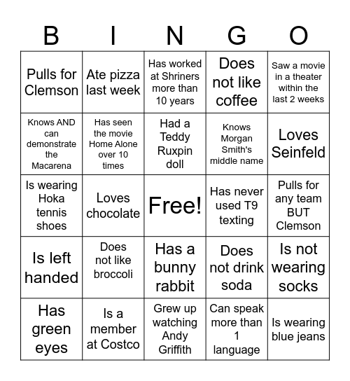 Shriners BINGO! Bingo Card