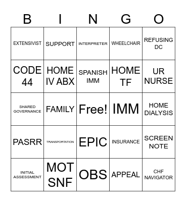 CASE MANAGEMENT Bingo Card