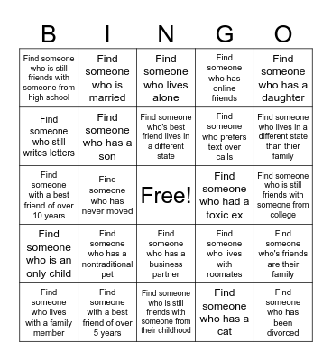 Relationship BINGO Card