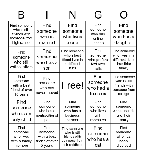 Relationship BINGO Card